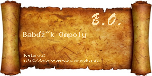 Babák Ompoly névjegykártya